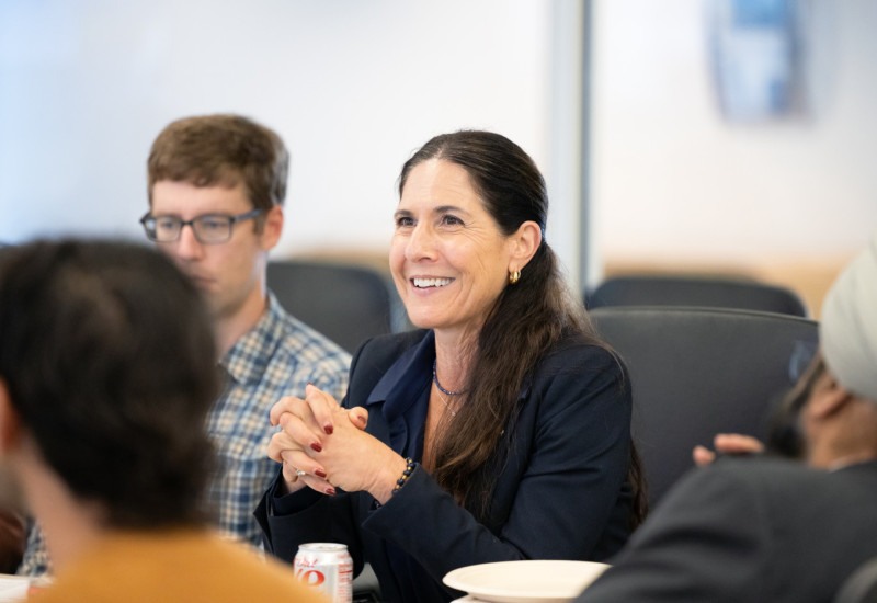 smiling woman in meeting
